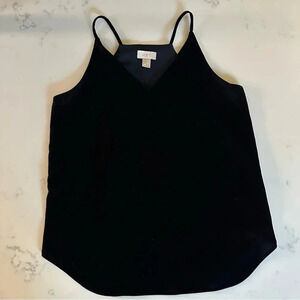 Ann Taylor Loft Black Velvet V Neck Tank Size M Holiday Christmas Festive-C17
